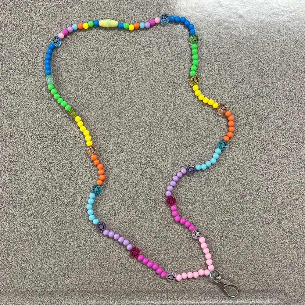 Multicolor Happy Face Lanyard